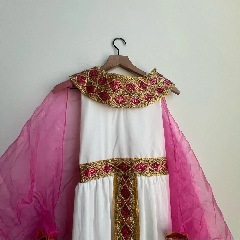 Cleopatra Costume Girls Large (10-12Y) Pink Gold Egyptian Queen Greek Goddess